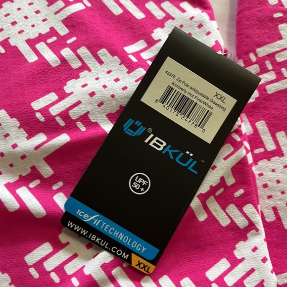 Ibkul Kimberly Print Long Sleeve Polo Quarter Zip in Pink/White Houndstooth - Picture 12 of 12